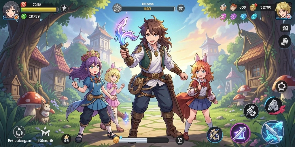Tampilan gameplay CK789 menampilkan aksi karakter anime yang penuh warna.