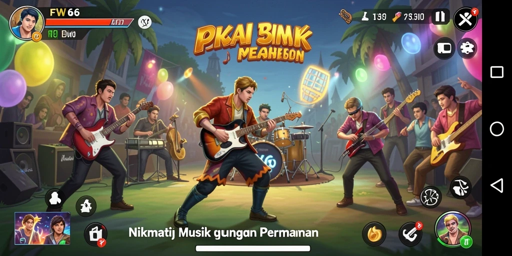 Screenshot gameplay FW66 menampilkan tantangan musik yang seru dan interaktif.