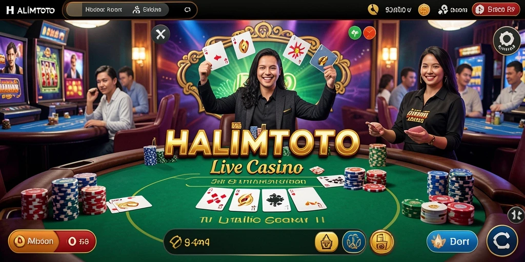 Tampilan gameplay Live Casino yang mendebarkan di HALIMTOTO.