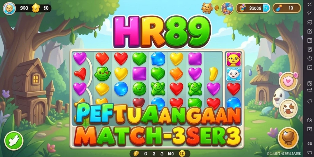 Tangkapan layar gameplay HR89 dengan tantangan Match-3 yang menarik.