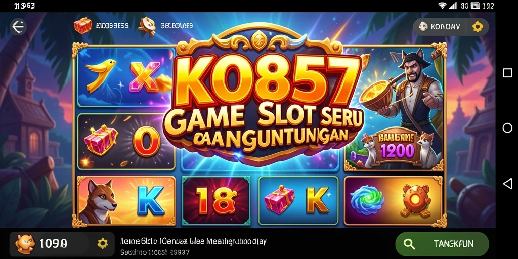Tangkapan layar KO857 menampilkan gameplay slot yang penuh warna dan beragam fitur menarik.