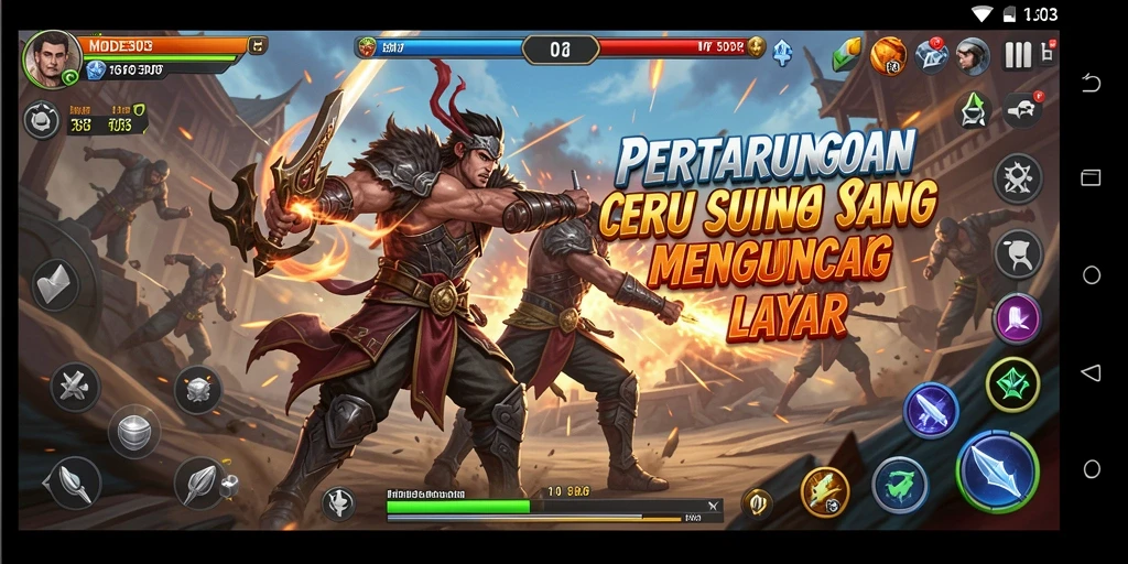 Gameplay pertarungan seru dengan karakter unik dan arena menarik.