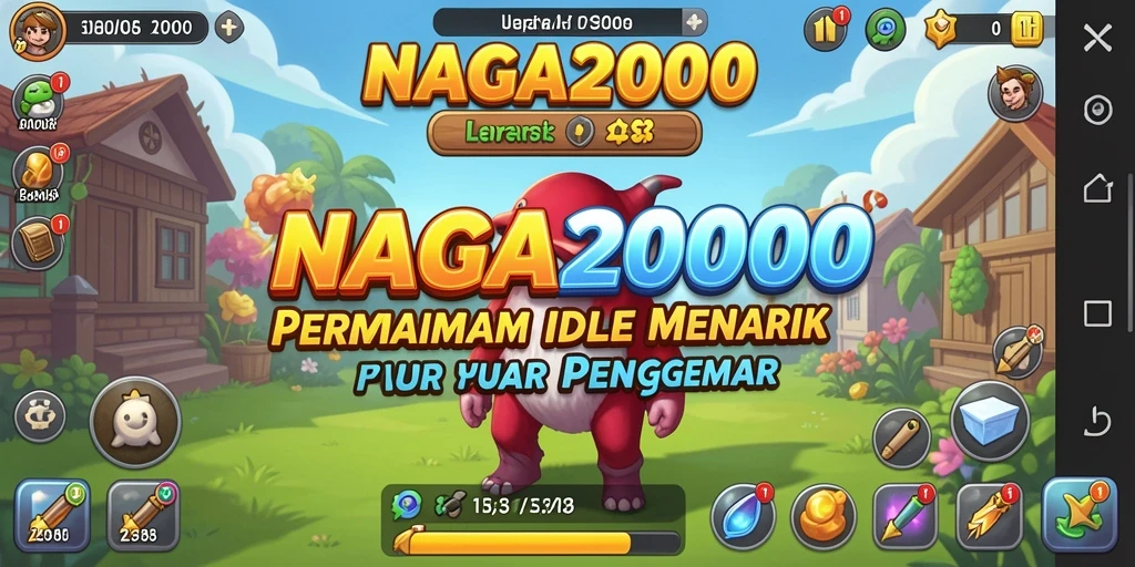 Screenshot gameplay NAGA2000 yang menunjukkan naga dan sumber daya.