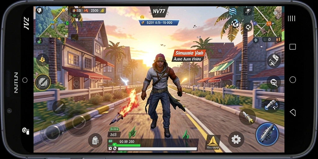 Tampilan screenshot utama NV77 menampilkan gameplay simulasi yang realistis.