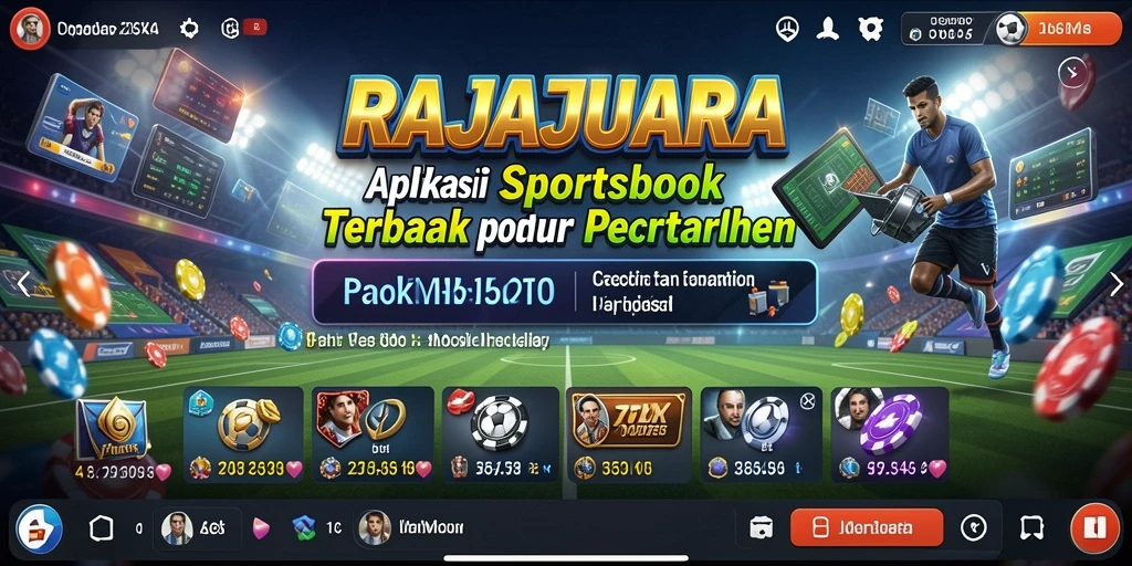 Tangkapan layar gameplay RAJAJUARA dengan fitur taruhan olahraga.