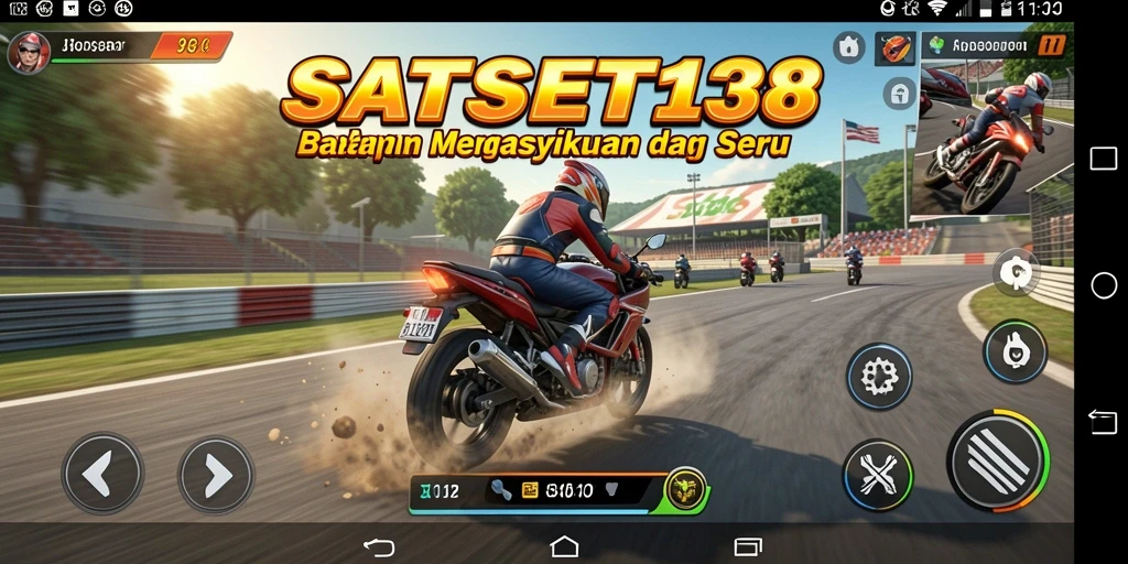 Gameplay mendebarkan di lintasan balapan motor.