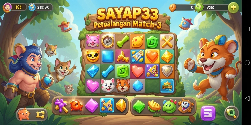 Tampilan gameplay Match-3 yang menarik di SAYAP33.