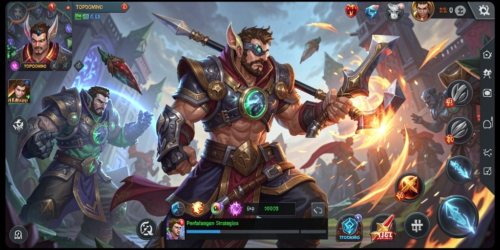 Tampilan seru dari pertarungan tim dalam gameplay TOPDOMINO.