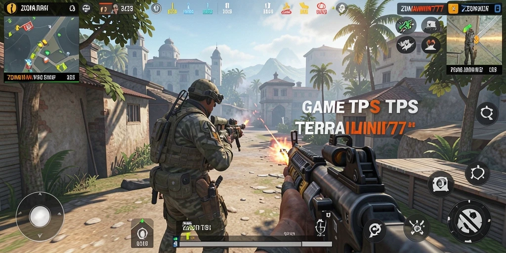 Tangkapan layar gameplay ZONAWIN777 yang menunjukkan aksi intens di medan tempur.
