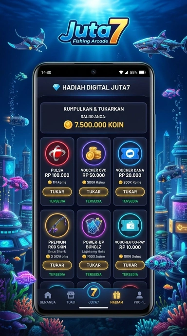 Tampilan antarmuka pengguna yang jelas di juta7.